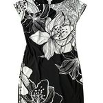 Chico's Womens Size Small Floral Black White Crewneck Stretch Photo 0