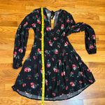 A New Day Womens XS Black Pink Floral Print V-neck Long Sleeve Midi Dress Spring Photo 5