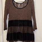 Free People  BROWN & BLACK LACE TOP SIZE SMALL LOTS OF STRETCH NYLON/POLY/SPANDEX Photo 0