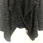 BNCI by Blanc Noir Tweed Drape Front Shawl Collar Cardigan Sweater Size Small Black Photo 5