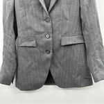 Theory Gray & White Virgin Wool Pinstripe Long Sleeve Three Button Blazer Sz 0 Photo 2