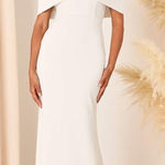 Lulus NWT  Exceptional Romance White Off-the-Shoulder Mermaid Maxi Dress Bride S Photo 0