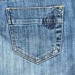 a.n.a  Distressed Mini Denim Skirt with Embroidered Details and Frayed Hem Size 8 Photo 7