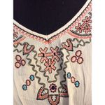 Neiman Marcus Floral Embroidered Boho Shirt V Neck Open Sleeves Large Photo 2