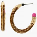 Betsey Johnson NWT  Pencil Hoop Earrings Photo 2