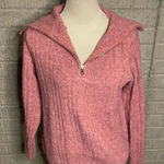 Va Vite Quarter Zip Pink Ribbed Knit Pullover Sweater Size XS Photo 0