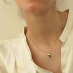 Emerald Green Necklace , Bead Necklace Gold, Layered Necklace Photo 4