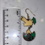 VTG EDGAR BEREBI WORLD PEACE DOVES Enameled Gold Cream Green Bird Earrings Photo 5