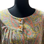 Vintage 60/70s Orange Yellow Paisley Flannel Robe Housecoat Nightgown Size L Size L Photo 1