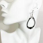 Fire polished black crystal earrings in Swarovski beaded teardrop loop dangle Photo 1