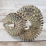 Vintage Hinged Bracelet / Bangle Gold Tone with Statement Artsy Design Photo 0