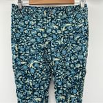 Free People Blue & Cream Floral Print Cropped Mid Rise Pants Sz 0 NEW Photo 1