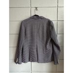 Ann Taylor Women's Birdseye Knit Striped Pearl Blazer size 12 Nautical Preppy Photo 3