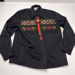 Lew Magram Womens Size 8 Black Retro Beaded Fringe Shirt Western Aztec Indian Photo 0
