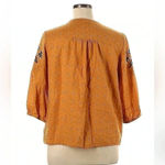 Dress Barn  Embroidered Crochet Trim Sequins Boho Peasant Printed Blouse Size 1X Photo 3