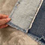 Aeropostale High Waisted Aero Cheeky Two-Tone Denim Jean Shorts Fringe Cotton Photo 2