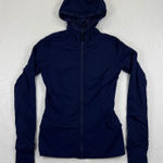 Lululemon  Reversible Navy Blue Hooded Zip Up Athletic Jacket Thumbholes Size 10 Photo 0