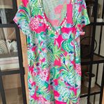 Lilly Pulitzer  Etta VNeck Dress aline short sleeve colorful Raise The Bar pompom Photo 0