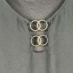Est. 1946 Black Flowy Blouse Gold Ring Accents XL Photo 1