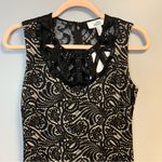 Badgley Mischka Belle Dress Black & Creamy Tan w/Beaded & Lace Neckline Sz 4 NWT Photo 2