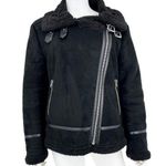 ZARA  Jacket Women Size XL Double Sided Straps Asymmetrical Biker Jacket Fleece Photo 0