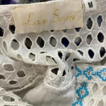 Love Sam Abigail Embroidered Peasant Top in White Photo 11