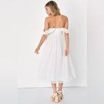 Lulus  Lovely Charisma White Eyelet Embroidered Off-The-Shoulder Dress‎ Photo 2