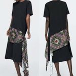 ZARA  Flying T-Shirt Dress w/ Side Tie Ruffle Black Size S NWT. Photo 1