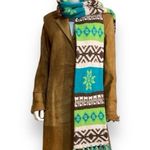 Old Navy Vintage (2004)  Wool, Alpaca, Angora Scarf Teal, Green, Brown and Cream Photo 1