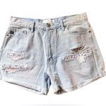 KanCan USA KanCan Daisy High Rise Mom Shorts Sz XL Cuff Hem Distressed Light Wash Summer Photo 1