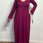 Michael Lauren  Burgundy Deep V-Neck Jersey Maxi Dress Sz L NWT Photo 0