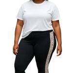 Bebe SPORT DOUBLE PRINT INSERT BLACK CAPRI ROSE PINK PAISLEY PANT 3X Photo 0