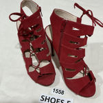 Woman’s RNR Republic Open Toe Strappy Tie Red Stiletto Heel Shoe 8 M Photo 0