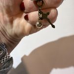 Religious Cross Charm Bracelet Pearl Beads Antique Brass Tone Link Chain Silver Photo 2