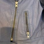 IRO  Women's Hartley Leather Moto Jacket Size 10 In Blue LT Photo 9