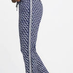 Anthropologie Beaded Scallop Drawstring Pants Womens M Navy White Coastal Boho Photo 0