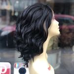 Black brown highlights beach waves Lacefront Wig Photo 3