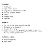 AQUA ‎ Leopard Print Peak Lapel Blazer Jacket Women's Size S Gold Button Photo 4