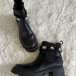 SUGAR Black Lug Sole Chelsea Boots with Jeweled Strap Detail Ankle Booties Size 7.5 Photo 0