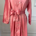 Isabel Riera Handmade Salmon Pink Iridescent Shirt Dress Midi $550 M Size M Photo 3