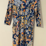 J. McLaughlin  Catalina Cloth Catalyst Floral Midi Dress Blue Orange EUC XS Basic Photo 0