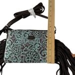 Justin Boots Justin Women Tooled Sunflower Pattern Turquoise Western Rodeo Small Crossbody Photo 3