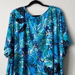 Avenue Womens Top 30/32 Floral Stretch Chic Summer Beachy Coastal Tropical Party Blue Photo 7