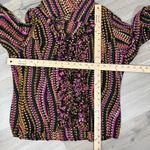 Violet+Claire  Retro Print Heart Petal Ruffle Blouse‎ Black Multi Large Photo 11