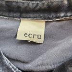 Ecru  Gray Crushed Velvet Button Down Top Photo 5
