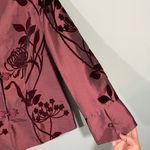 Vintage Dark Red Velvet Floral Mixed Media Button Up Tradition Chinese Jacket Size M Photo 4