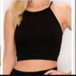 Ribbed Crop Top and Bike‎ Shorts Set Black Size L Photo 3