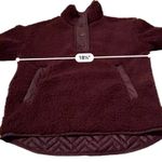 Athleta Sherpa Snap Sweatshirt Size XXS Maroon Long Sleeve Cozy Fleece Pullover Photo 9