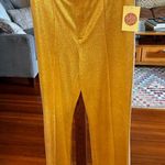 Jealous Tomato  Faux Leather Gold wide leg Pant sz l 8/10 Photo 9