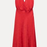ZARA  midi dress Elegant Red Halter prom wedding cocktail party satin  Photo 6
